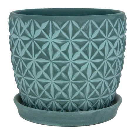 TRENDSPOT Tribeca 8 in. D Ceramic Planter Teal CR01178S-08G